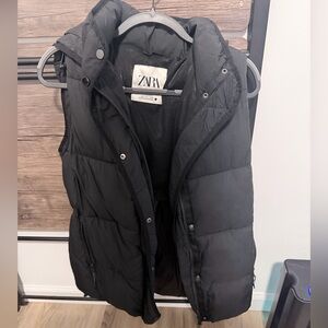 Zara Oversized Quilted Black Vest